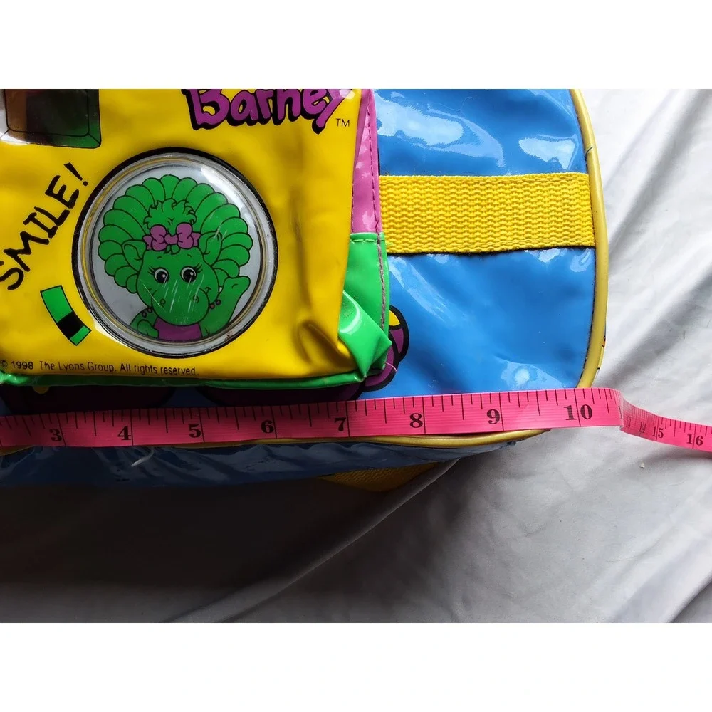 Vintage 1998 Barney the Dinosaur Kids Vinyl Backpack Blue Yellow 90s Retro